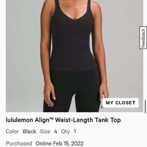 Lululemon Align Waist-Length Tank Top
